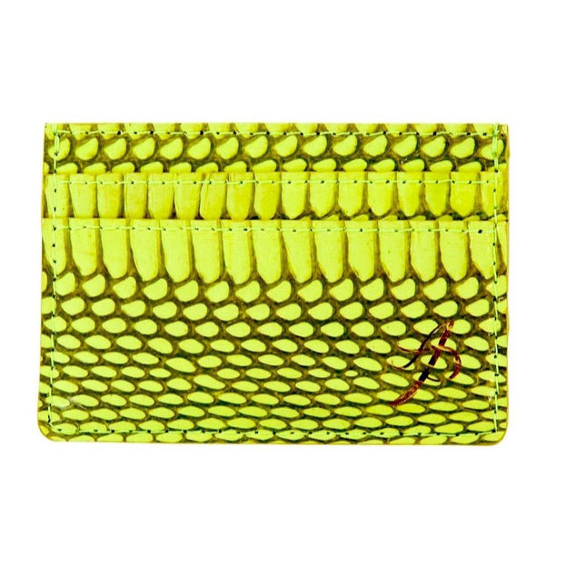 Neon Green Viper Snake Card Wallet