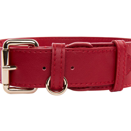 Red Vegan Leather Classic Collar