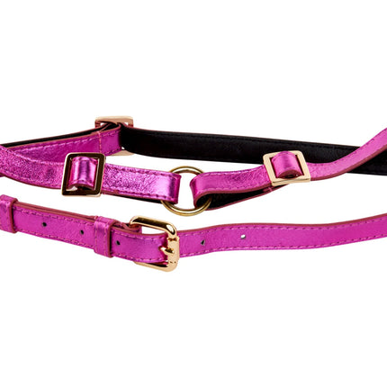 Pink Foil Italian Leather Harness