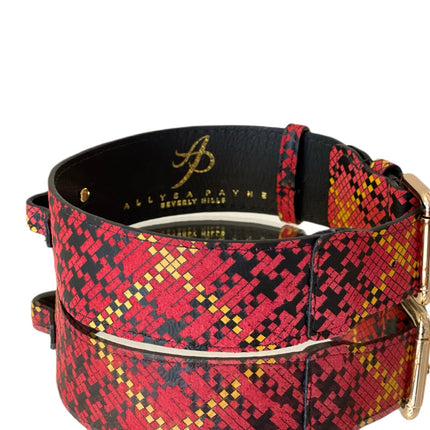 Luxury Pet Fashion Plaid Italian Leather Collar