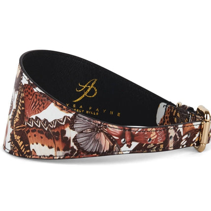 Butterfly Print Italian Leather 3” Wide Style Collar