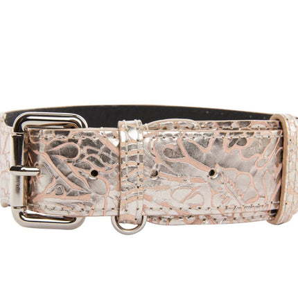 Soft Pink/Silver Floral Print Italian Leather With Silver Classic Hardware