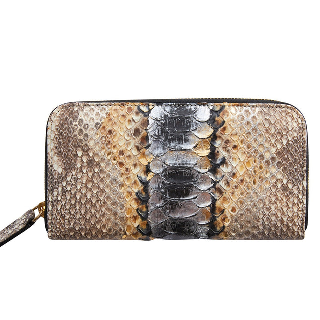 Neutral Blue/Silver Python Zip Wallet