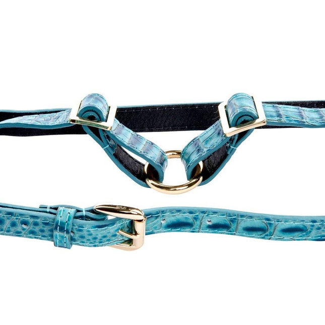 Turquoise Embossed Croc Italian Leather