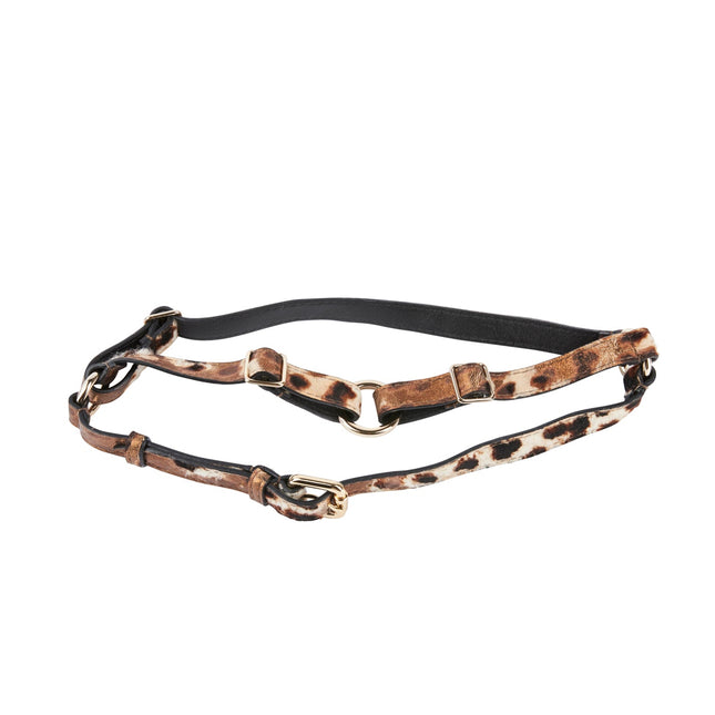 Leopard Print/Bronze Paint Italian Leather Harness