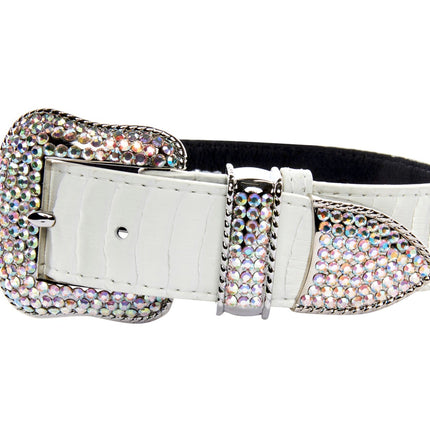 Matte White Snake Collar Set of 2. With Both Silver & Gold Swarovski Crystal Hardware