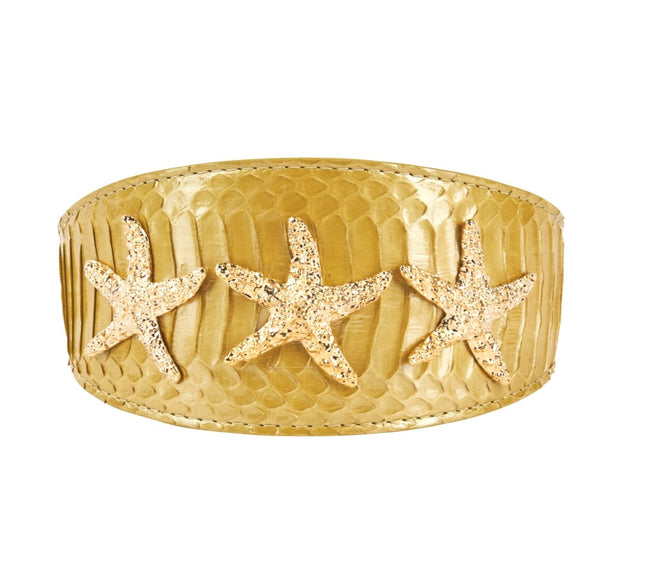 The Starlet. Pearl Yellow Snake Starfish 3” Wide Style Collar