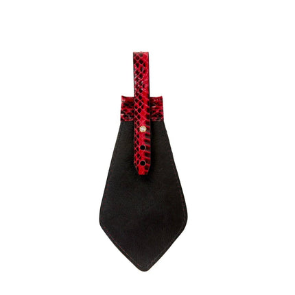 Red & Black Viper Snake Tie, Backed With Italian Leather & Swarovski Crystal Closure