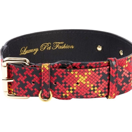 Luxury Pet Fashion Plaid Italian Leather Collar