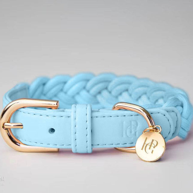 Dog Collar Cloud Blue Plaited