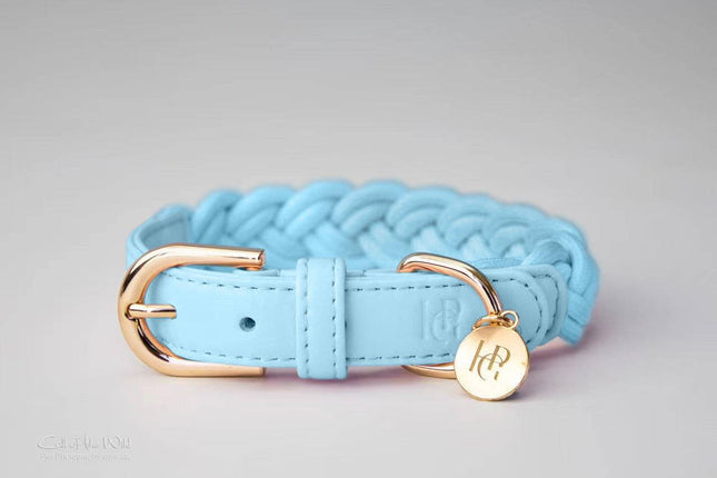 Dog Collar Cloud Blue Plaited