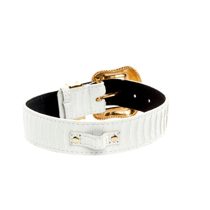 Matte White Snake Collar Set of 2. With Both Silver & Gold Swarovski Crystal Hardware