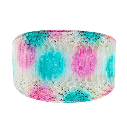 Turquoise, Fuchsia, Off White Snake 4” Wide Collar