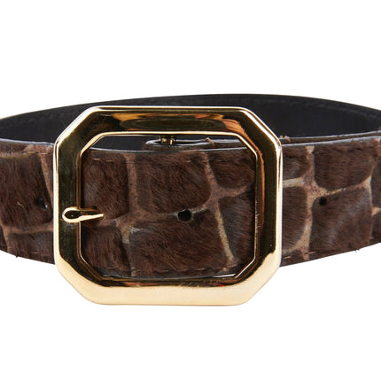 Brown Snake Print Hair On Hide Italian Leather With Modern Style Italian Hardware