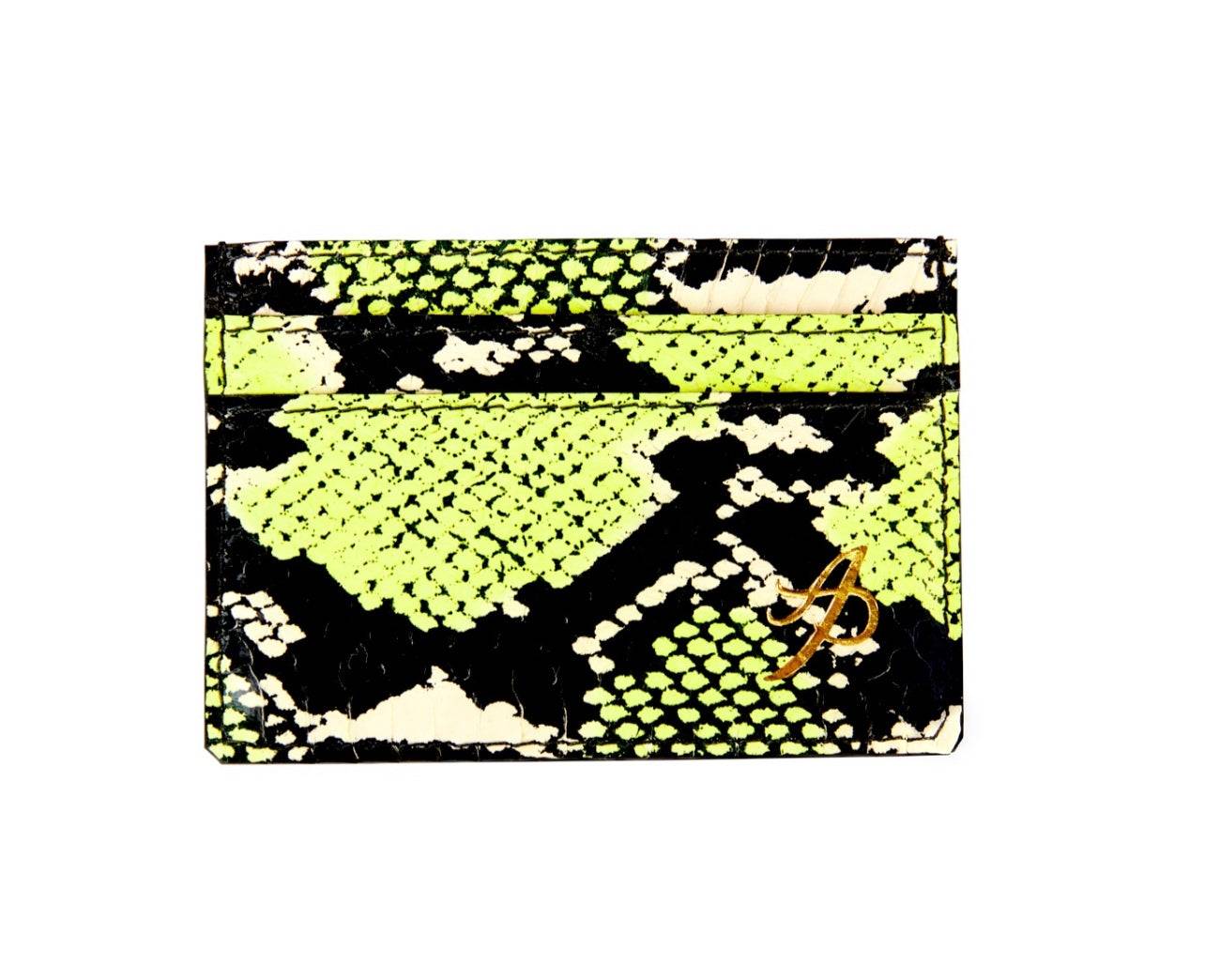 Neon Green, Black & White Snake Card Wallet