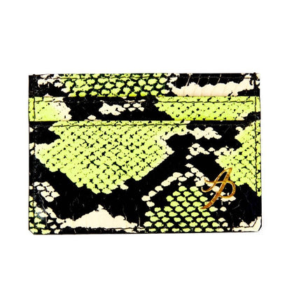 Neon Green, Black & White Snake Card Wallet