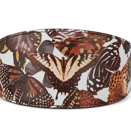 Butterfly Print Italian Leather 3” Wide Style Collar