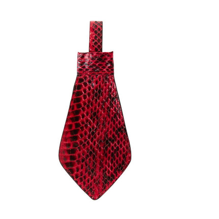 Red & Black Viper Snake Tie, Backed With Italian Leather & Swarovski Crystal Closure