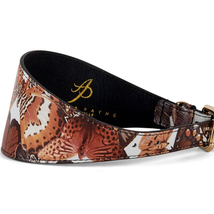 Butterfly Print Italian Leather 3” Wide Style Collar