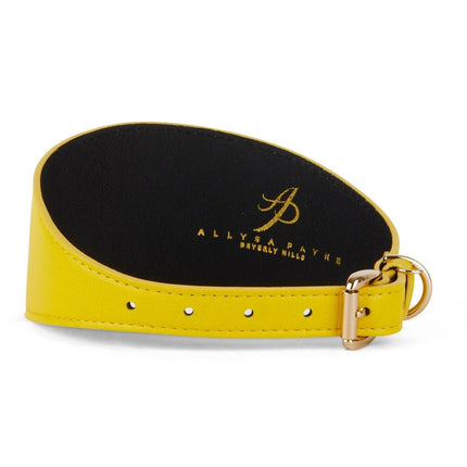 Smooth Yellow Italian Leather 3” Wide Style Collar