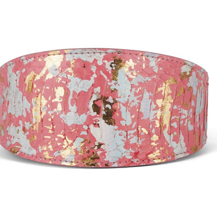 Iridescent Art Deco Pink/Gold/Silver 3” Wide Style Collar