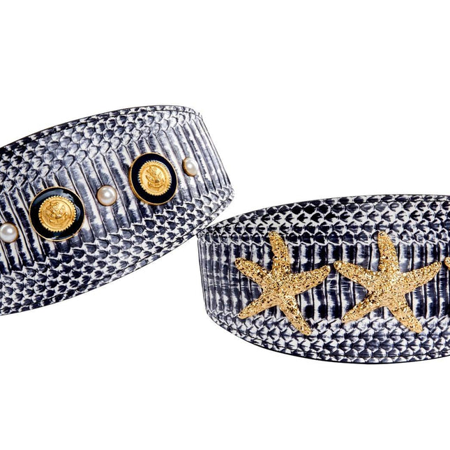 Nautical Collection. White & Navy Snake Set Of 2