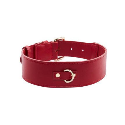 Red Vegan Leather Classic Collar