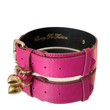 Luxury Pet Fashion Classics! Soft Fuchsia Italian Leather With Our Gold Classic Hardware