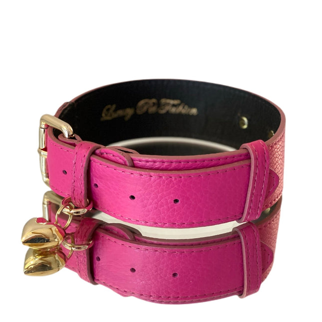 Luxury Pet Fashion Classics! Soft Fuchsia Italian Leather With Our Gold Classic Hardware