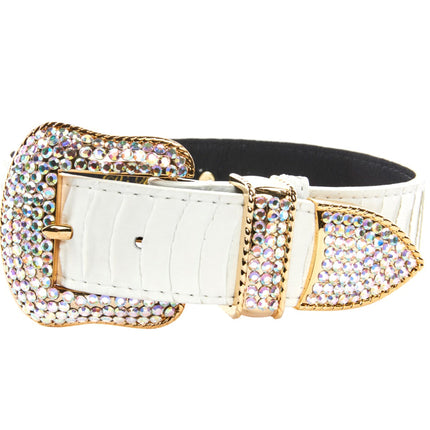 Matte White Snake Collar Set of 2. With Both Silver & Gold Swarovski Crystal Hardware