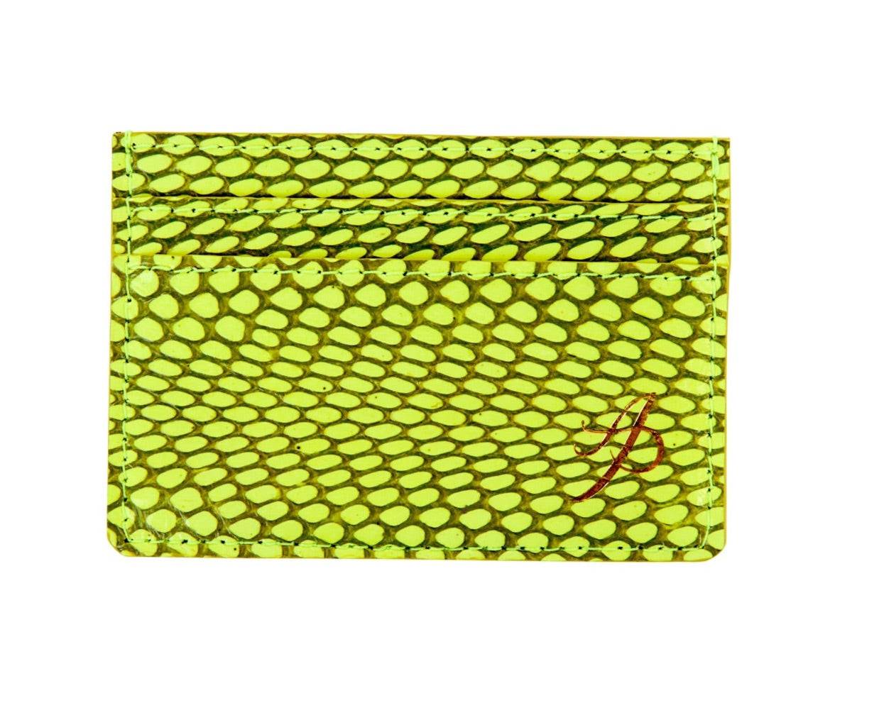 Neon Green Viper Snake Card Wallet