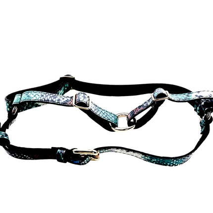 Green, Blue, Black, Red Embossed Snake Italian Leather Harness