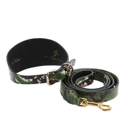 Multi Color Green Snake 3” Wide Style Collar & Leash Set