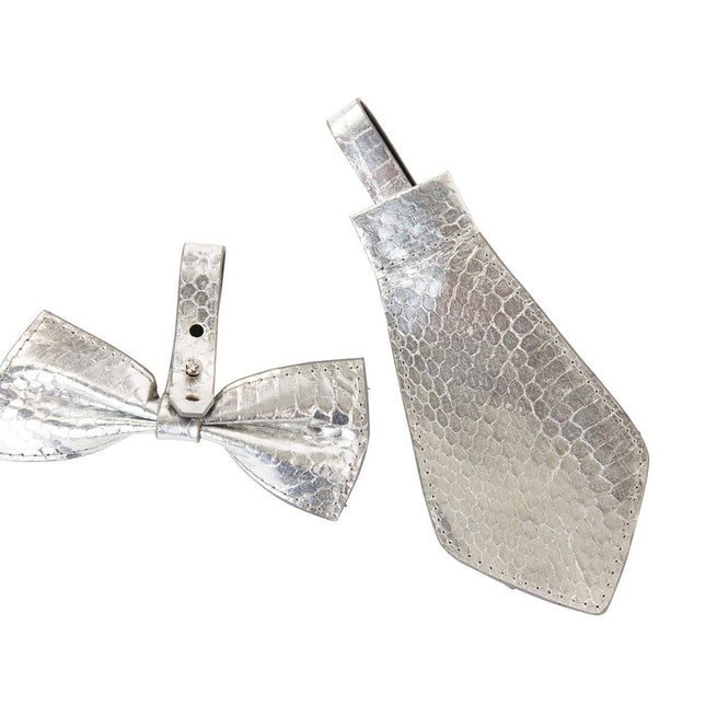 Silver Viper Snake Bow Tie & Tie Set