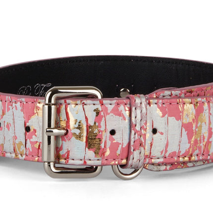 Iridescent Art Deco Pink/Gold/Silver Custom Snake Classic Collar