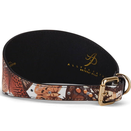 Butterfly Print Italian Leather 3” Wide Style Collar