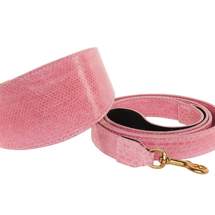 Soft Pink Snake 3” Wide Style Collar & Leash Set