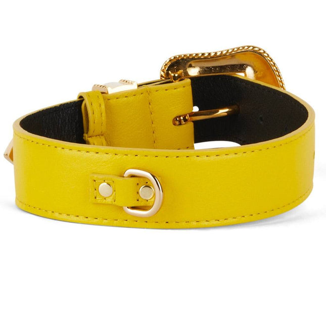 Smooth Yellow Italian Leather With Custom Swarovski Crystal Hardware