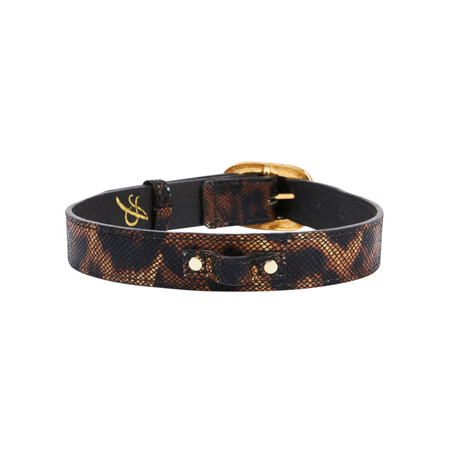 Abstract Leopard Print Italian Leather With Vintage Italian Hardware