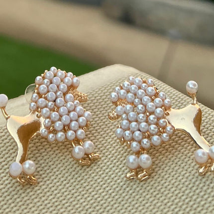 Pearl Poodle Earrings