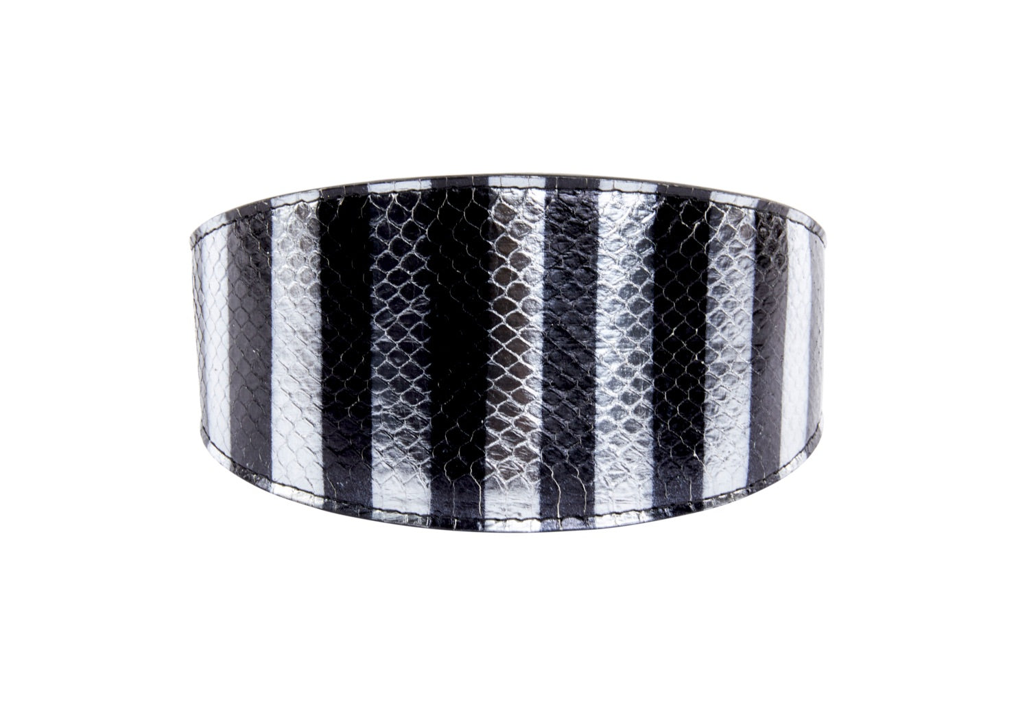 Black & Silver Stiped Snake Wide Style 3” Collar