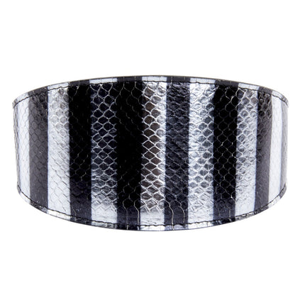 Black & Silver Stiped Snake Wide Style 3” Collar