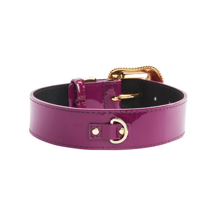 Purple Patent Italian Leather/Swarovski Crystal Hardware Collar