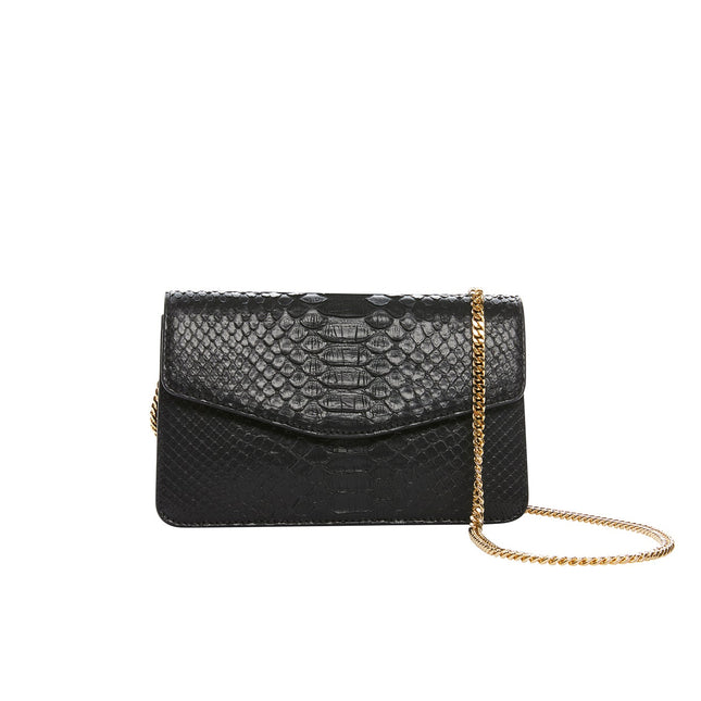 Classic Black Python Clutch