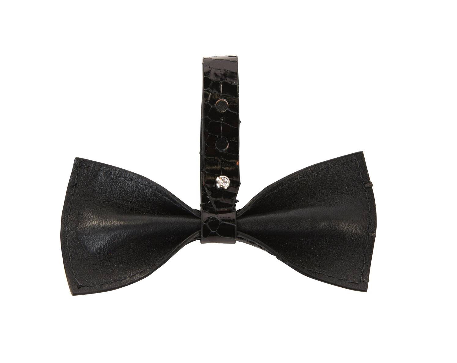 Black Snake Bowtie With Silver Swarovski Closure