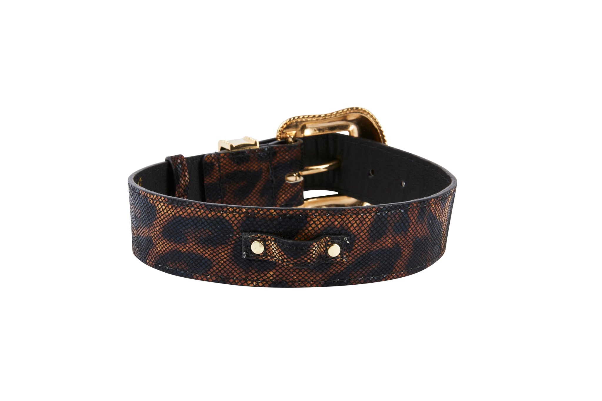 Abstract Leopard Italian Leather With Swarovski Crystal Hardware