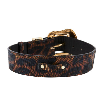 Abstract Leopard Italian Leather With Swarovski Crystal Hardware