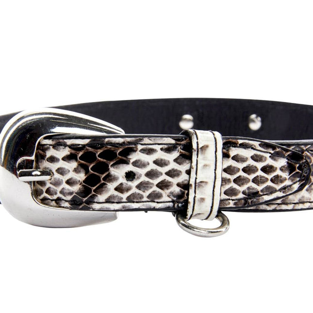 Black & White Viper Snake Collar With Silver Oval Italian Hardware