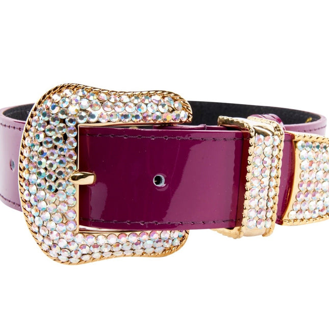 Purple Patent Italian Leather/Swarovski Crystal Hardware Collar