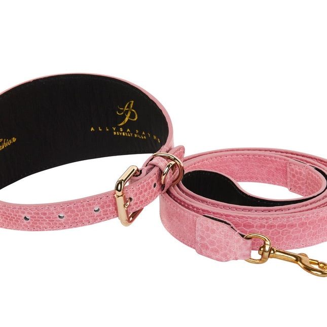 Soft Pink Snake 3” Wide Style Collar & Leash Set